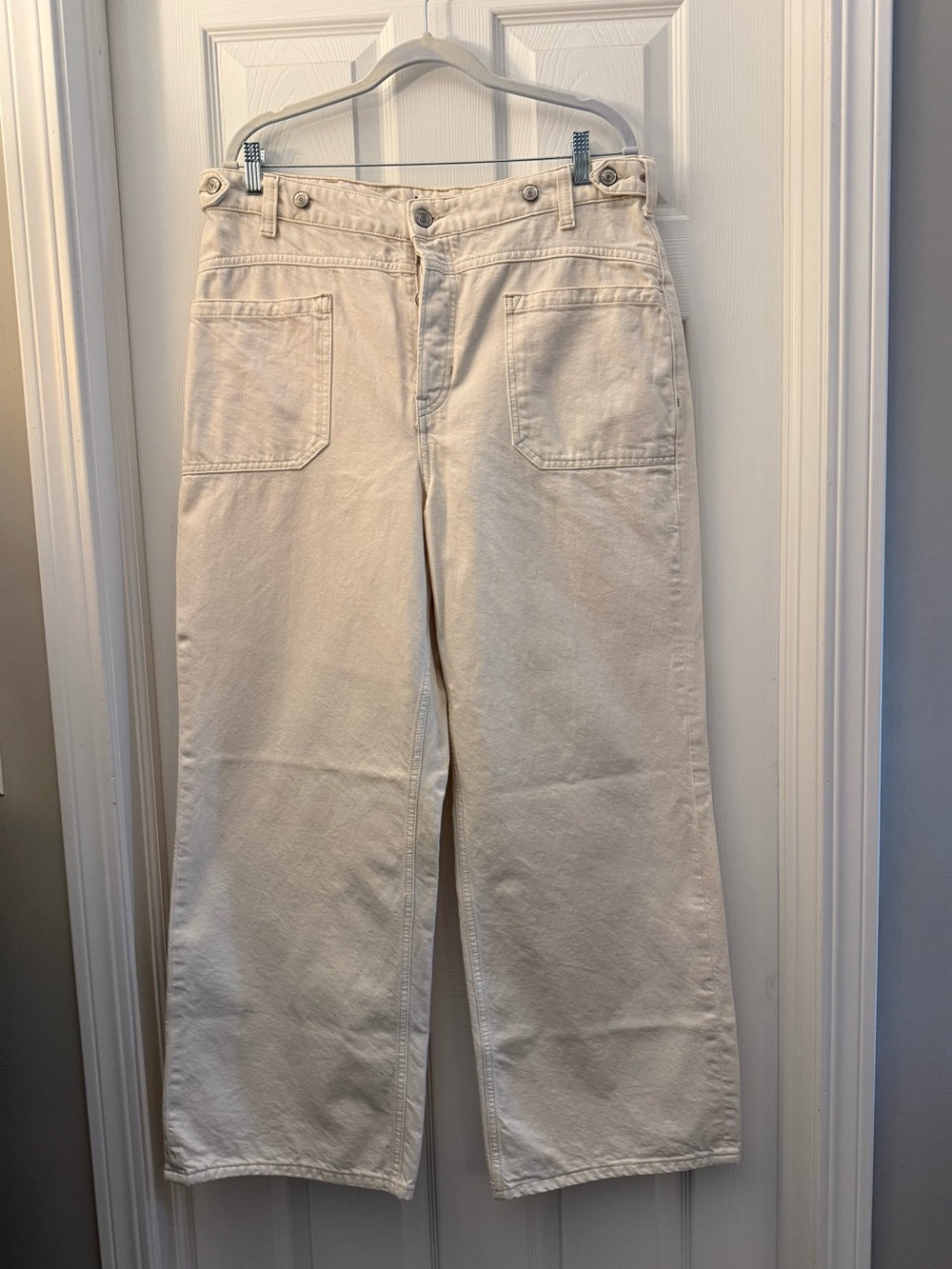 Free People We the Free Palmer White/Cream Wide-Leg Jeans size 31